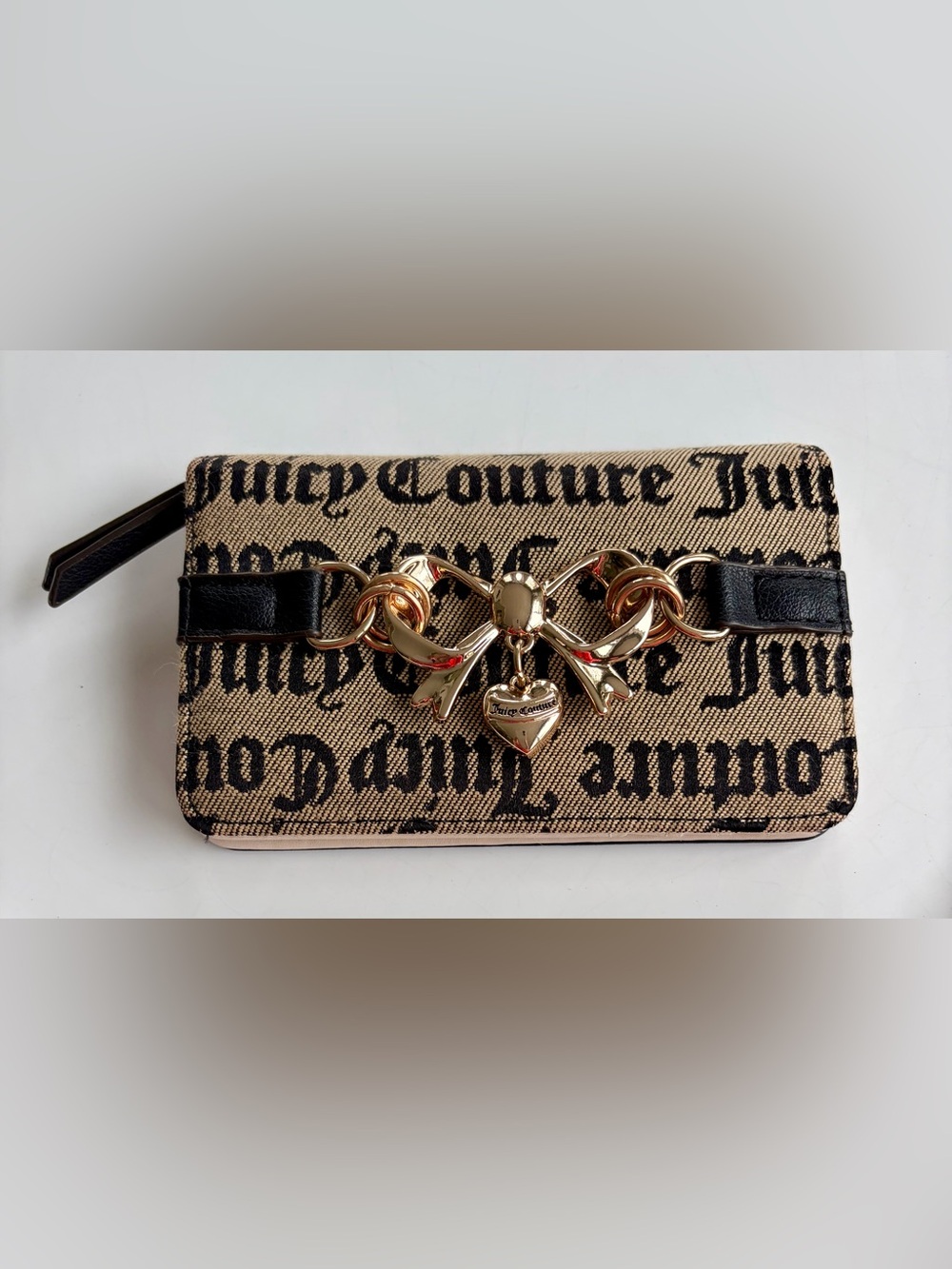 Juicy Couture Monogram Bow & Heart Charm Wristlet Wallet